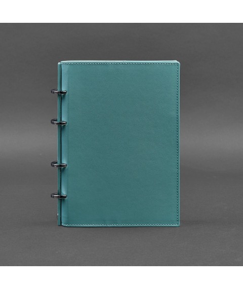 Leather ring notebook 9.0 with hard turquoise cover