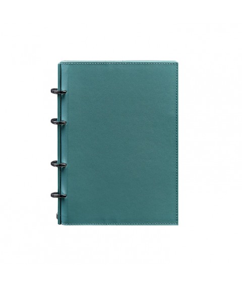 Leather ring notebook 9.0 with hard turquoise cover