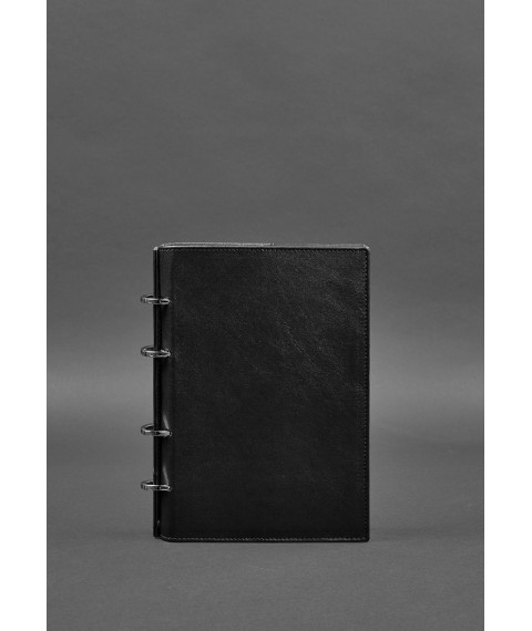 Leather Ring Notepad 9.0 with Hard Charcoal Black Cover