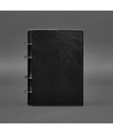 Leather Ring Notepad 9.0 with Hard Charcoal Black Cover