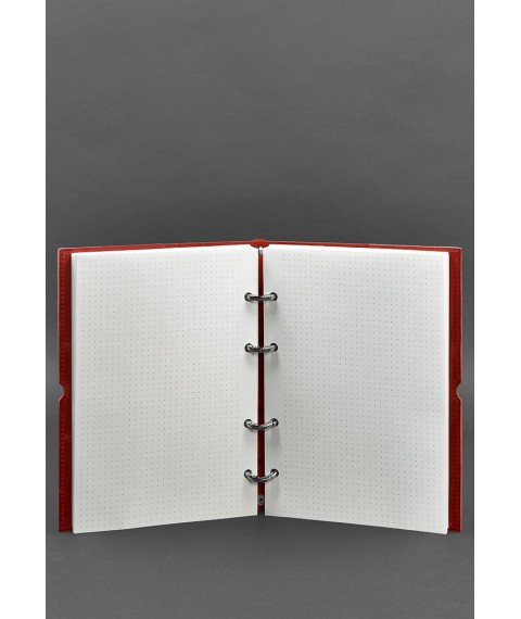 Leather notebook A5 on rings (soft book) 9.0 in soft coral cover