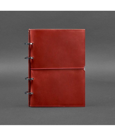Leather notebook A5 on rings (soft book) 9.0 in soft coral cover