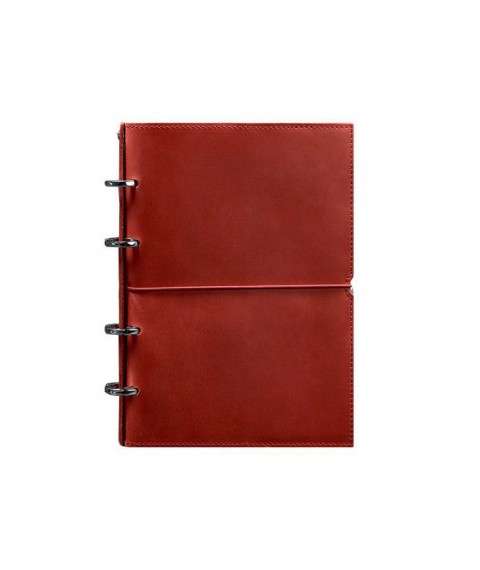 Leather notebook A5 on rings (soft book) 9.0 in soft coral cover