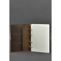 Leather notebook A5 on rings (soft book) 9.0 in soft brown cover