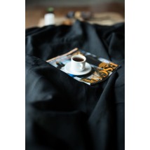 Комплект однотонної постільної білизни з льону у чорному кольорі "Вугілля"