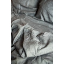 Комплект однотонної постільної білизни з льону у сірому кольорі "Димчастий" Півтораспальний