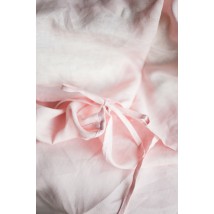 Комплект однотонної постільної білизни з льону у рожевому кольорі "Зефір" Двоспальний