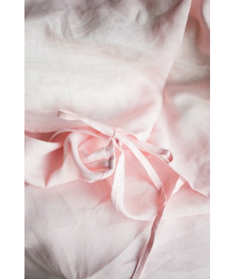 Комплект однотонної постільної білизни з льону у рожевому кольорі "Зефір" Односпальний