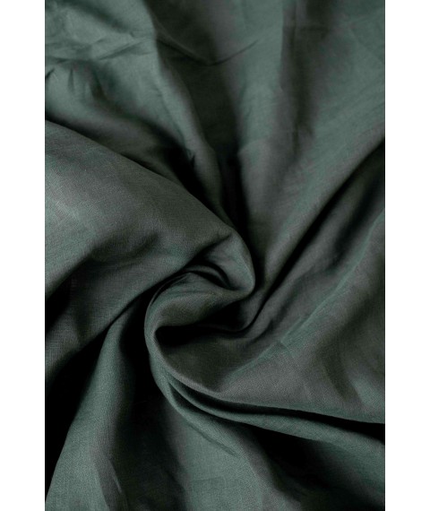 Комплект однотонної постільної білизни з льону у холодно-зеленому кольорі "Папороть"