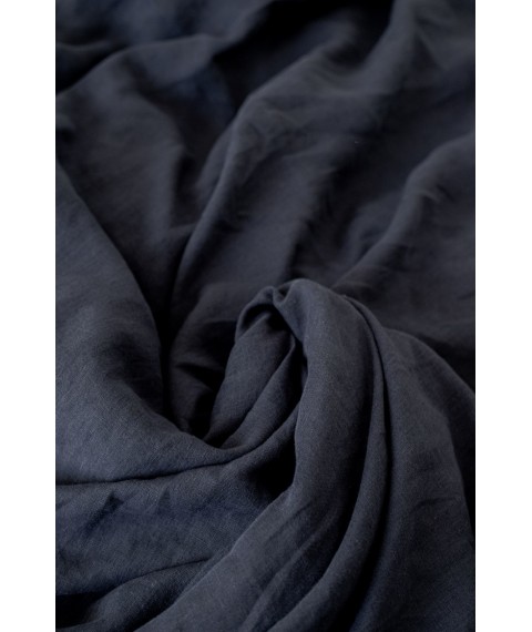 Комплект однотонної постільної білизни з льону у темно-сірому кольорі "Графіт" Двоспальний