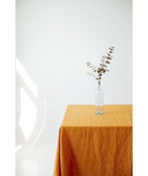 Скатертина з льону у помаранчевому кольорі "Шафран" 190*240