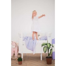 Комплект дитячої постільної білизни з льону у бузьковому та білому кольорі "Лаванда"