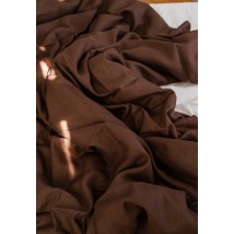 Комплект однотонної постільної білизни з льону у коричневому кольорі "Шоколад" Сімейний