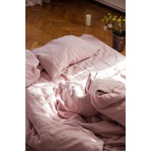Комплект однотонної постільної білизни з льону у блідо-рожевому кольорі "Пильна троянда" Дитячий