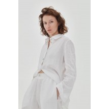 Костюм з льону вільного фасону - сорочка зі штанами "Молоко" L. Колекція "Карпати"