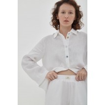 Костюм з льону вільного фасону - сорочка зі штанами "Молоко" L. Колекція "Карпати"