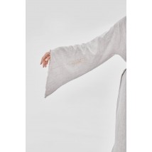 Сукня-кімоно з льону з широкими рукавами та декоративними необробленими краями і вишивкою XXL. Колекція "Колоски"