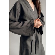 Халат з льону довгий жіночій "Графіт" XL