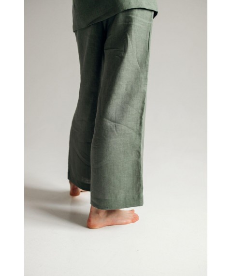 Костюм-кімоно зі штанами вільного фасону з льону жіночій "Папороть"