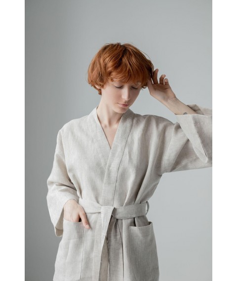 Костюм-кімоно зі штанами вільного фасону з льону жіночій "Еко" L