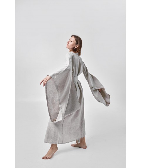 Сукня-кімоно з льону в японському стилі з вишивкою L. Колекція "Колоски"