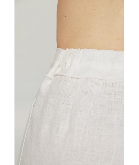 Лляні штани-палаццо із завищеною талією, необробленими краями та поясом XL. Колекція Квіт