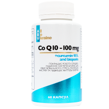 Коензим Q10 з куркуміном Coq10 with curcumin 95% and bioperine ABU, 100mg,  60 капсул