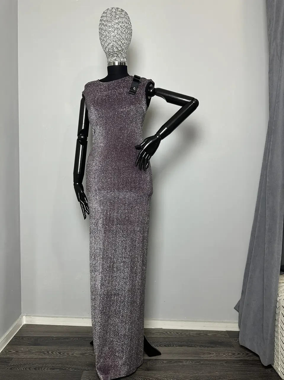 Платье женское дизайнерское в пол по фигуре из парчи бордовое вечернее Modna KAZKA MKENG3010 44