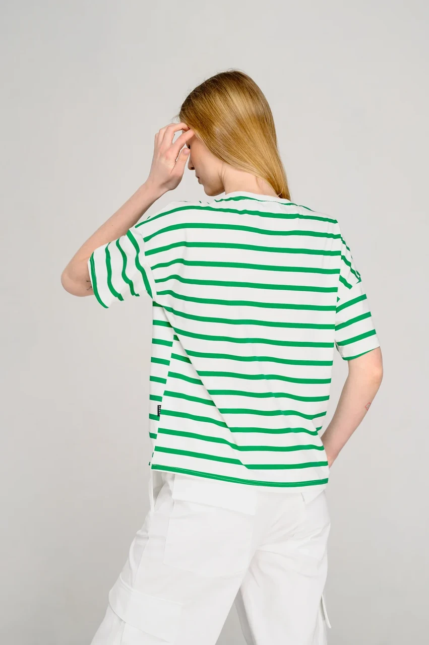 Женская футболка коттоновая зеленая Modna KAZKA MKAZ6442-2