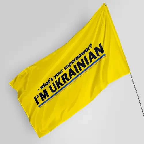 Флаг "I am ukrainian" на желтом фоне 100, 200