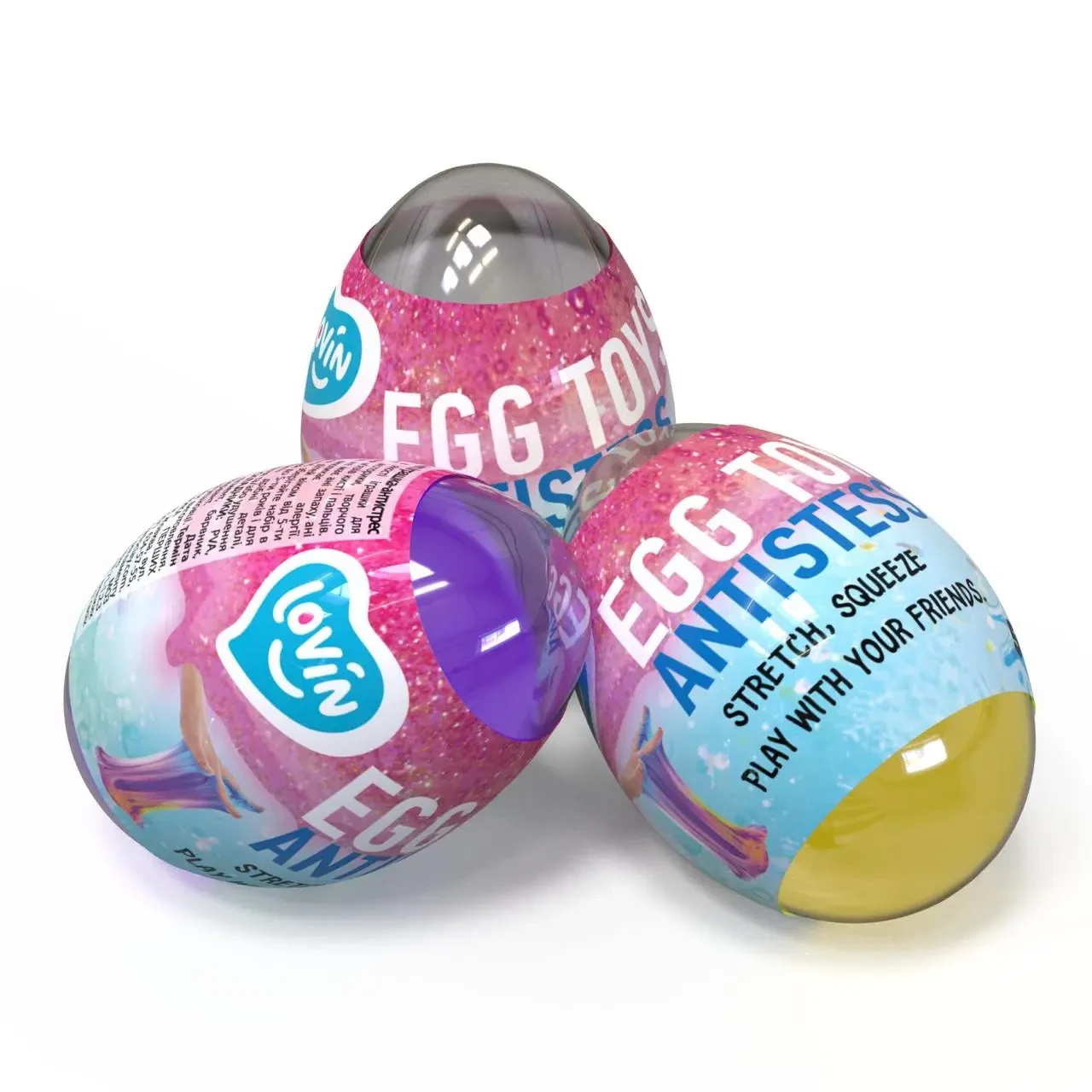 Набір лизунів,лизуни-антистрес Egg Toys ТМ Lovin Toy-antistress, Egg Toys Neon