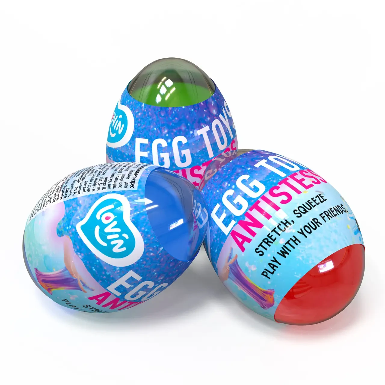 Набір лизунів,лизуни-антистрес Egg Toys ТМ Lovin Toy-antistress, Egg Toys Neon